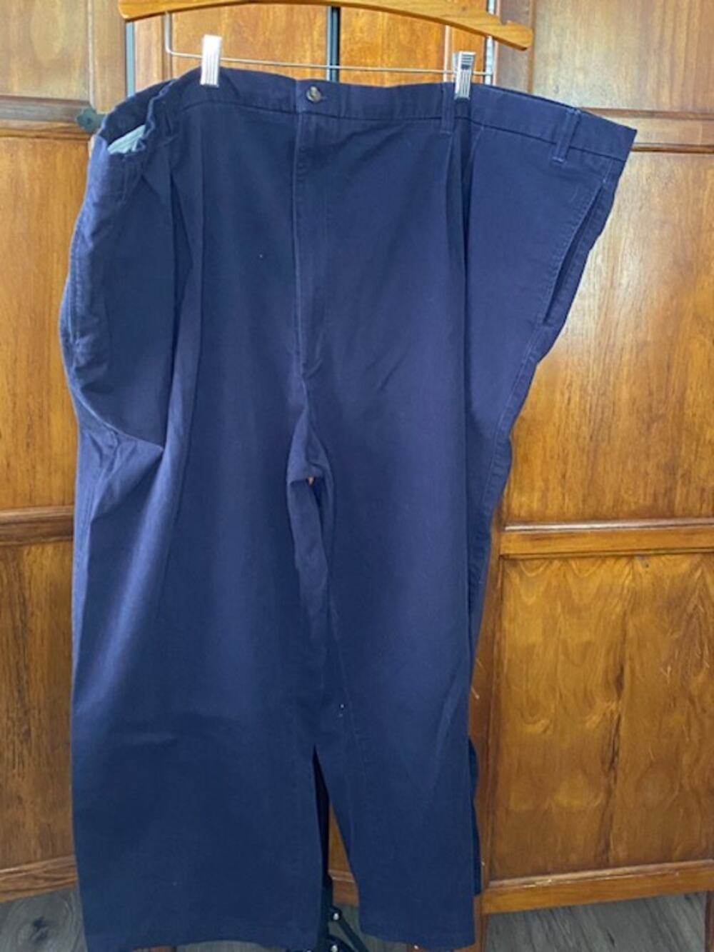 Roundtree & Yorke  Classic Fit Pants Mens 56x30Navy Cotton Stretch Flat Front